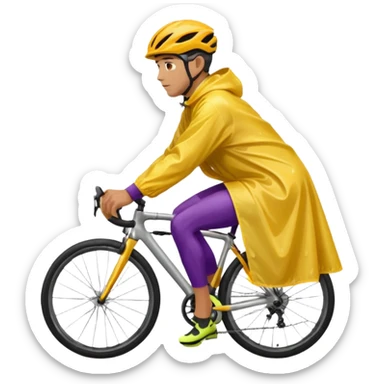 Cyclist with rain poncho sticker