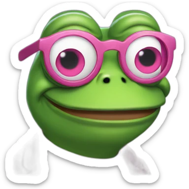 pepe the frog wearing glasses and with pink hair sticker