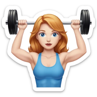 Strawberry Blonde woman with blue eyes lifting weights sticker