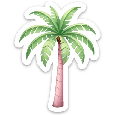 palm tree with pastel pink trunk and pastel green leaves sticker