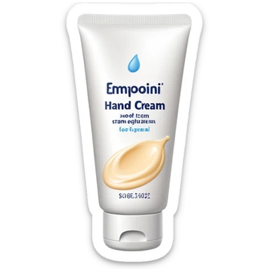 used tube of hand cream, slightly squeezed, cap off, some cream visible sticker