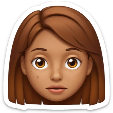 Ugly girl with tan skin and brown hair with pimples sticker