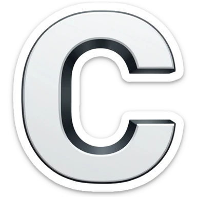 Minimal emoji of a bold capital letter “C” with a single diagonal slash cutting through it from top-left to bottom-right. Clean, flat design, high contrast, readable at small sizes, tech/startup style. Black background. sticker