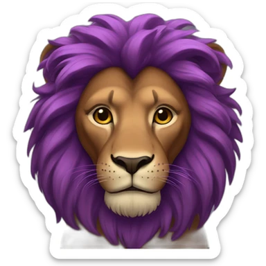 Brown skin humanoid lion with purple hair sticker