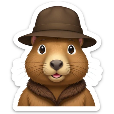 Realistisk Capybara med hat sticker