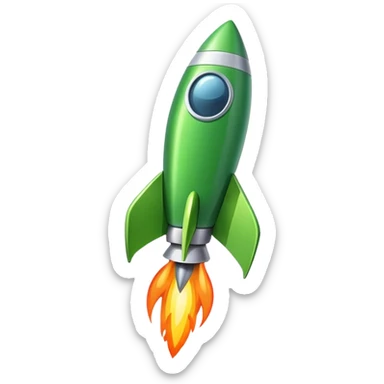 cinematic realistic 3d green Rocket signboard sticker