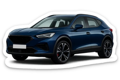 Brighten the navy blue color of the car, keep the logo removed, and make the background transparent. Maintain the style and details of the original image. sticker