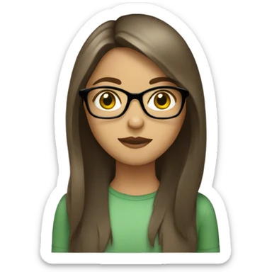 Girl with green eyes and and Longbob Brown Hair  and she wears glasses sticker