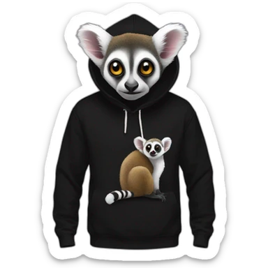 lemur-hoodie-black sticker