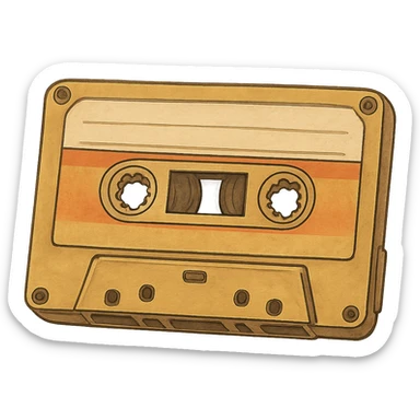 ghibli style cassette tape without background sticker