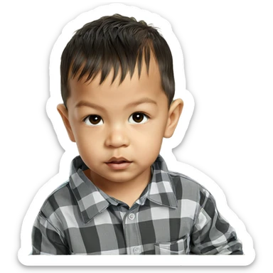 male child gazing at viewer sticker