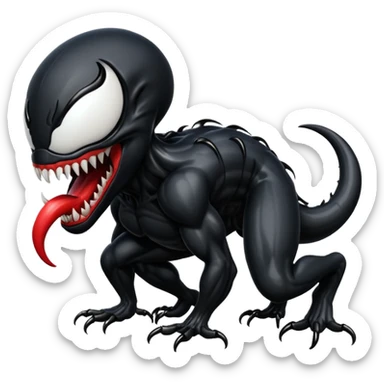 Venom crawling, clean black body, no logos or markings, normal Apple emoji style sticker