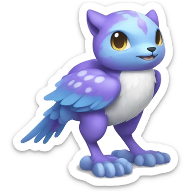 Cute cool purple white blue animal hybrid Fakemon full body sticker