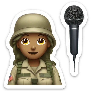 military girl with microphone sticker