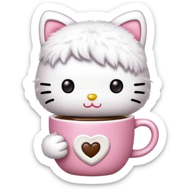 Hello kitty con café  sticker