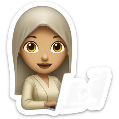 IT light skin arabic women holding laptop sticker