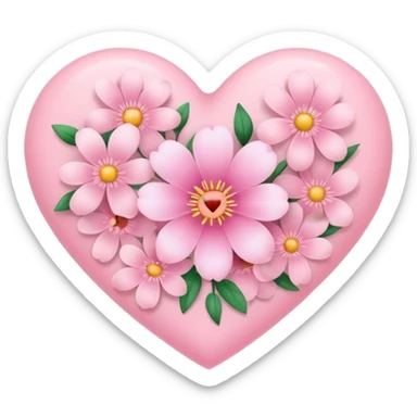 Pink flower heart  sticker