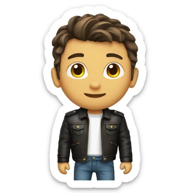 cool boy with leather jacket, from the back sticker