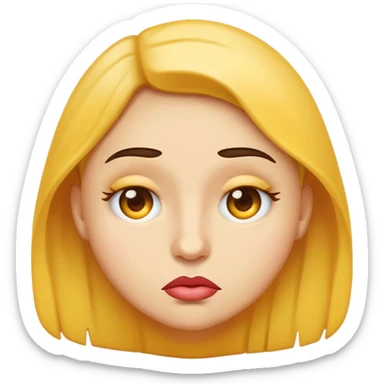 Yellow circle emoji pursed lips with really squinted eyes and one eyebrow raised sticker