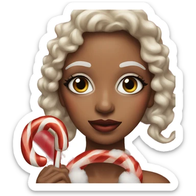 Woman with candy cane makeup  sticker