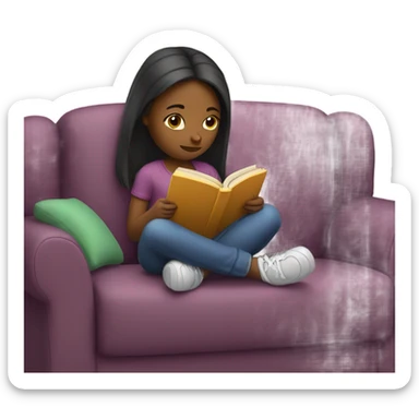 Girl reading a book sticker