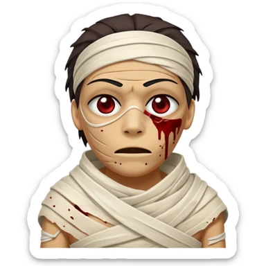 halloween mummy with blood stains semi-covered eyes sticker