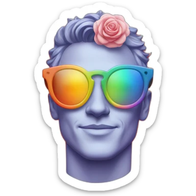 Jonathan Toews wearing glasses as a rainbow musical note in a symphony with pastel roses sticker