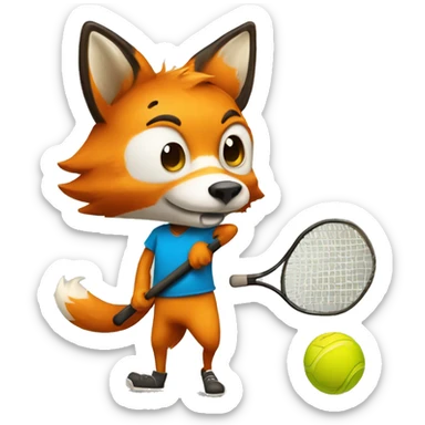 Fox playing pickle ball sticker