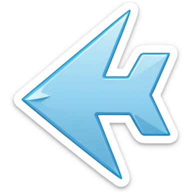 Extremely simplistic white arrow with light blue outline pointing sticker