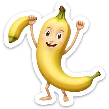 Banana  with a face  had strong arms and legs sticker