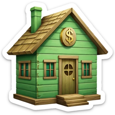 a house with a dollar sign in the middle sticker