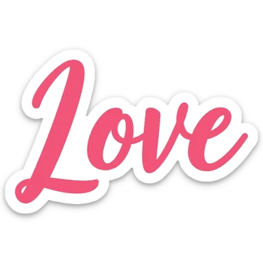 Pastel pink lettering that says "Love" in elegant cursive font sticker