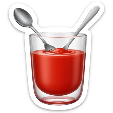 tomato puree in a glass glass transparent with spoon sticker