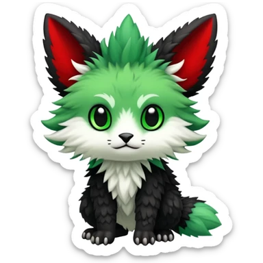 Kawaii Cute Edgy Black Green Red Fionbri-Vernid-Trico-fantasy-animal-creature full body sticker