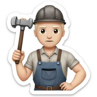 dirty blacksmith white racoon holding hammer sticker