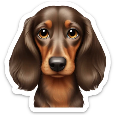 Side eye long haired brown marble dachshund sticker
