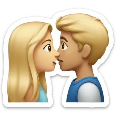 Blonde Girl and Brown haired Boy Kissing sticker
