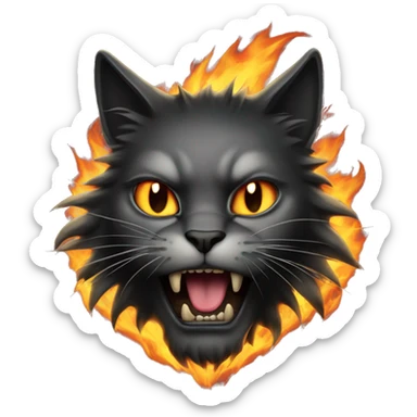 Heavy metal cat with fire sticker