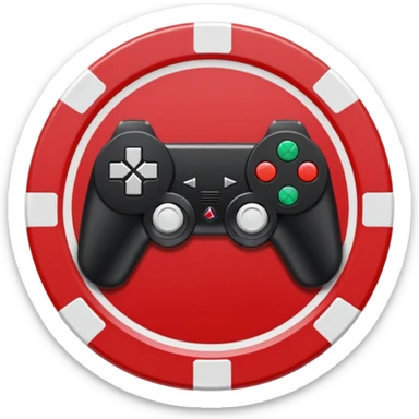poker chip with playstation controller design, red and black colors sticker