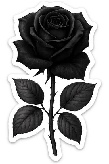 black rose, digital illustration sticker