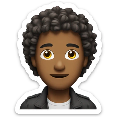 Men with curly hair sits on airplane sticker