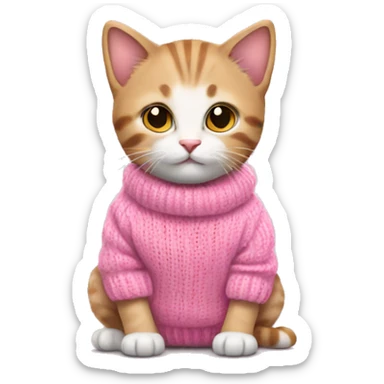 Kitten wearing pink sweater  sticker
