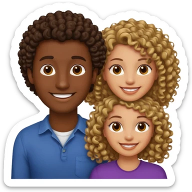 Throuple, one brunette man, one dark blonde curly woman, one dark brown woman sticker