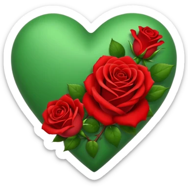 Green Heart with roses sticker