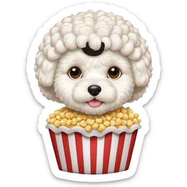 white bichon frise face with popcorn hair sticker