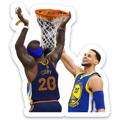 Steph curry dunking on LeBron James sticker