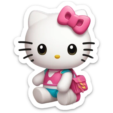 Hello kitty en la playa bronceada sticker