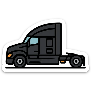2025 Kenworth T680 truck, black, side profile, minimal flat icon sticker