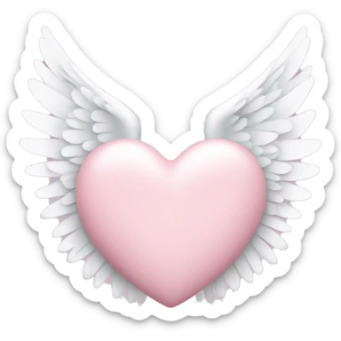 pastel pink heart with white wings sticker
