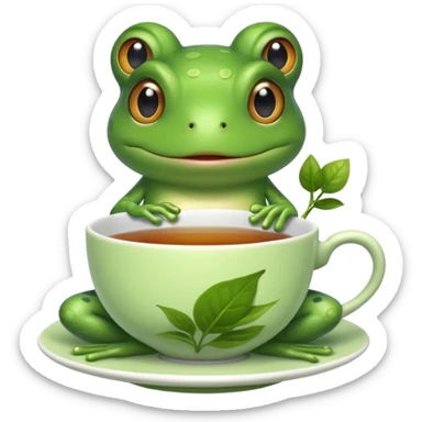 Frog sipping tea sticker